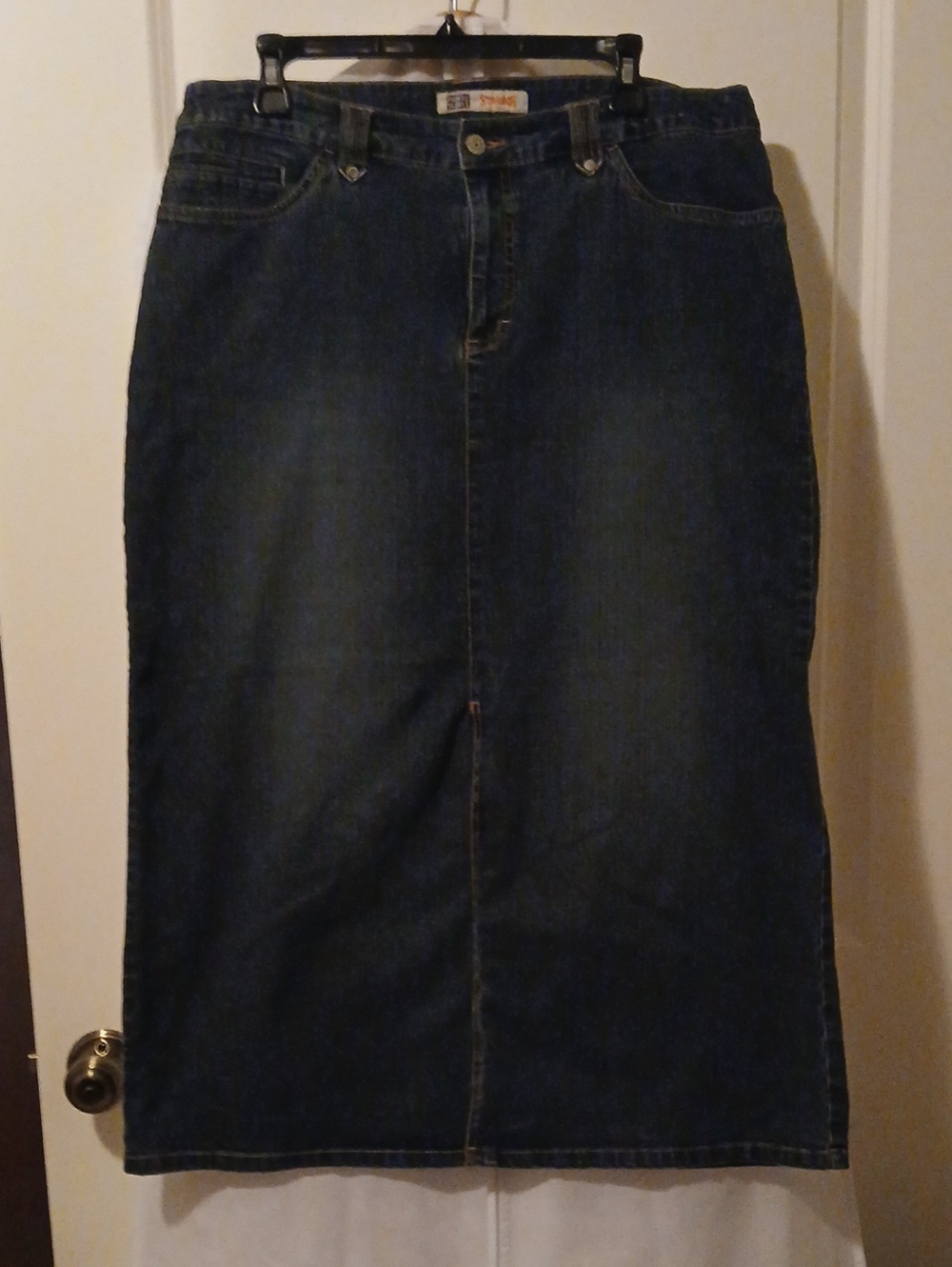 Faded Glory Dark Blue Denim Midi Skirt